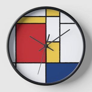 Horloge Composition d'art abstrait minimaliste Mondrian
