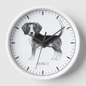 Horloge Conception beagle Chien En Noir Et Blanc Avec Text (Recto)