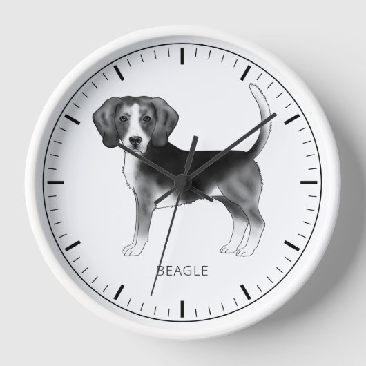 Horloge Conception beagle Chien En Noir Et Blanc Avec Text (Recto)