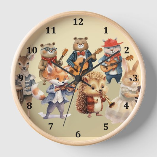Horloge Conception de l'horloge avec un orchestre animal (Recto)