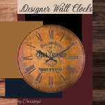 Horloge contemporaine en Barre de Vin<br><div class="desc">Wine Barrel faux Bois horloge murale. Horloge murale d'inspiration française à l'allure d'un tonneau de vin rustique.</div>