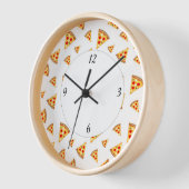 Horloge Cool fun pizza tranches motif blanc avec des chiff (Angle)