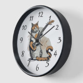 Horloge Cool Orange Chat Jamming sur la guitare (Angle)