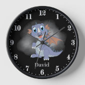 Horloge cool unisex dragon add name kids Large clock (Recto)