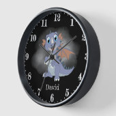 Horloge cool unisex dragon add name kids Large clock (Angle)