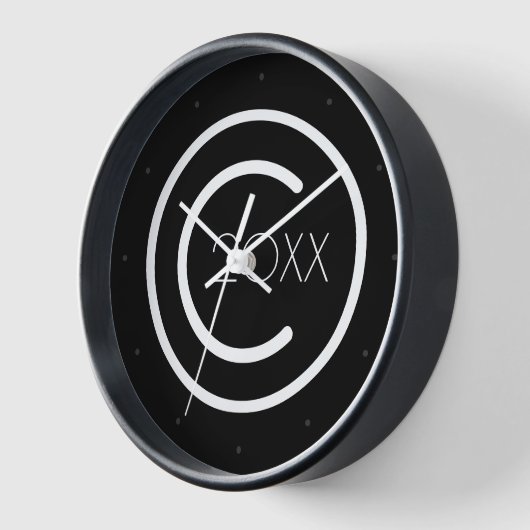 Horloge Copyright Moderne Typographique (Angle)