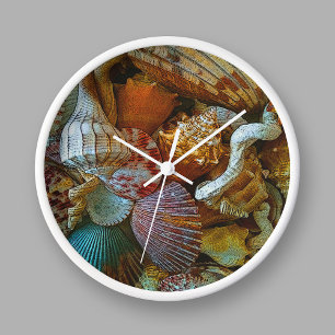Horloge Coquillages abstraits colorés