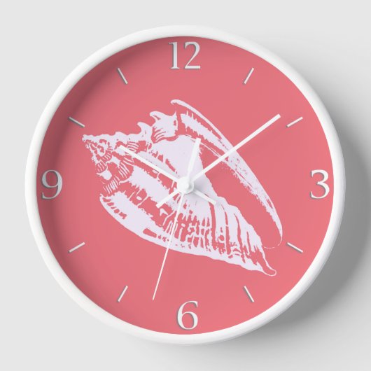 Horloge Coquille conch - corail rose et blanc (Recto)