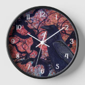 Horloge Corbeau noir et érable gris japonais (Recto)