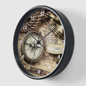 Horloge corde nautique côtière steampunk compas antique (Angle)