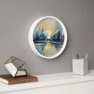 Horloge Couche d'aquarelle Abstraite