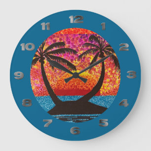 Horloge - Coucher de soleil de l'île vu à traver