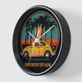 Horloge Coucher de soleil de surfeur Tropical de texte per (Angle)