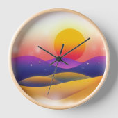 Horloge Coucher de soleil du désert avec des collines et d (Recto)