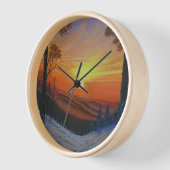 Horloge - "Coucher de soleil sur la forêt enneigée (Angle)