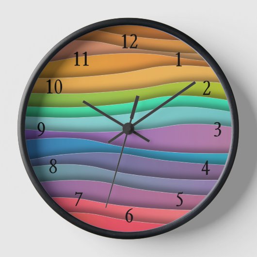Horloge Couleur moderne arc-en-ciel Ombre rayures mural Ho (Recto)