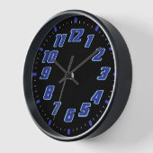 Horloge Couleur néon faux bleu (Angle)
