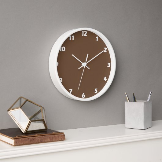 Horloge Couleur solide Brown café (Bureau)