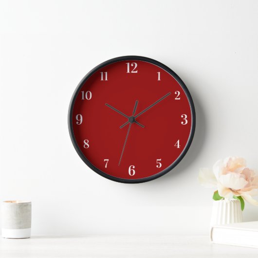 Horloge Couleur solide rouge Crimson | Classique | Élégant (Maison)