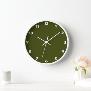 Horloge Couleur solide vert olive foncé