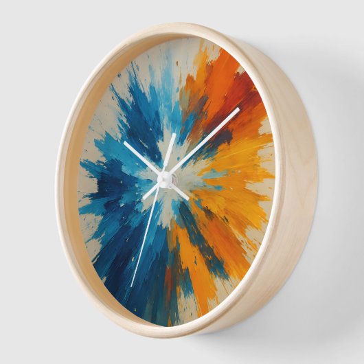 Horloge couleur - Timepiece d'art Abstrait en bleu (Angle)