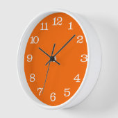 Horloge couleur uni blanc néon orange (Angle)