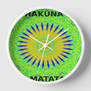 Horloge Couleurs en tissu traditionnel africain vert doré