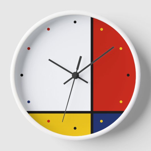 Horloge Couleurs géométriques de l'Art Mondrian (Recto)