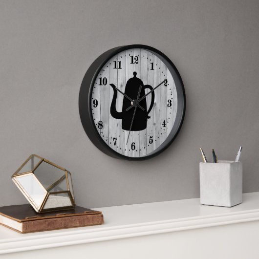 Horloge Country coffee pot word art large clock (Bureau)