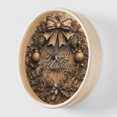 Horloge couronne de vacances en bois (Angle)