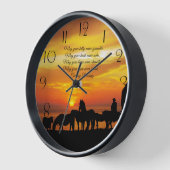 Horloge Cowboy Bienheureux Cheval Bataille Coucher de sole (Angle)