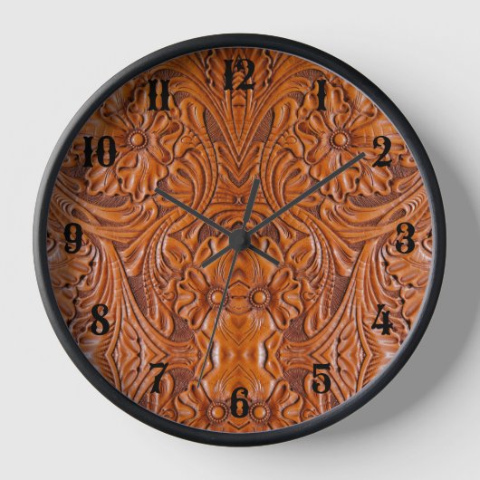 Horloge Cowboy Rustic cabine western en cuir imprimé (Recto)
