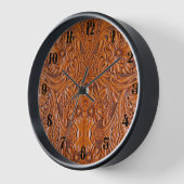 Horloge Cowboy Rustic cabine western en cuir imprimé (Angle)