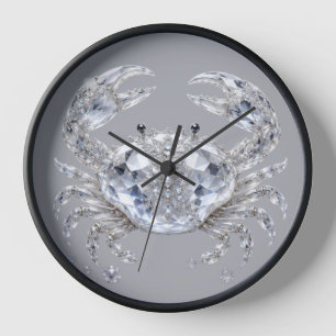 Horloge Crabe en cristal d'argent Luxe océan scintillant