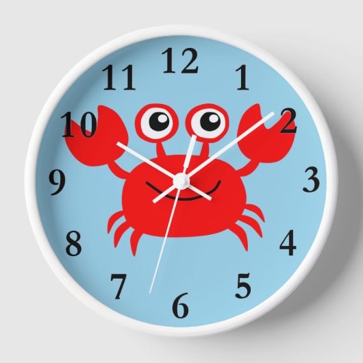 Horloge crabe rouge animé mignon 24h/24 (Recto)
