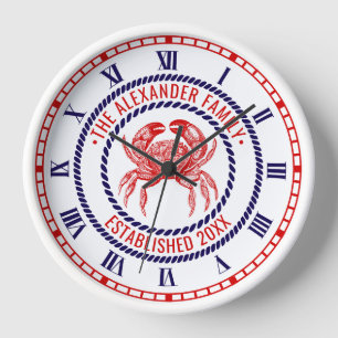 Horloge Crabe vintage no 1 Nom de famille Date Estd Rope F