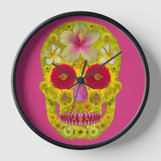 Horloge Crâne à fleurs 8