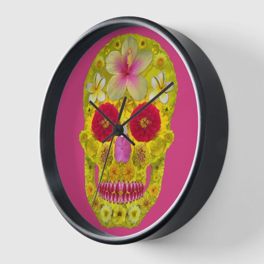 Horloge Crâne à fleurs 8 (Angle)