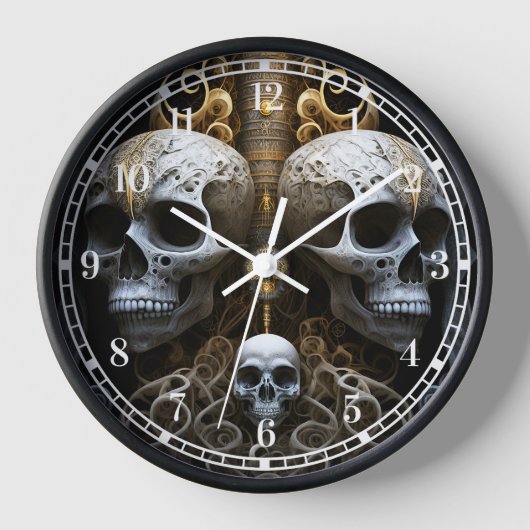 Horloge Crânes Horreur gothique Goth Art surréel (Recto)