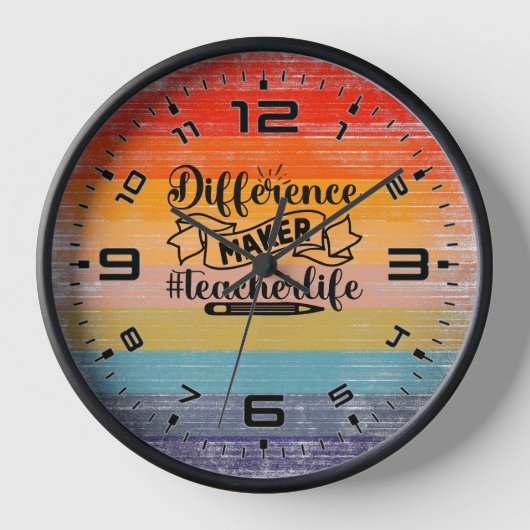 Horloge Créateur de différence au coucher de soleil rétro (Recto)
