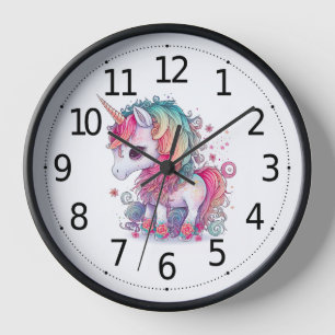 Horloge Créature Magique Colorée Mignonne Licorne Art