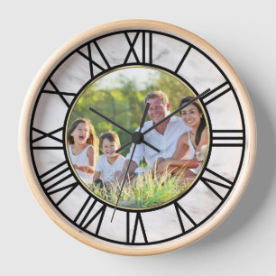 Horloge Créez votre propre photo Numéros romains Marbre Im