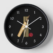 Horloge Cricket - Wicket, chauve-souris et balle (Recto)