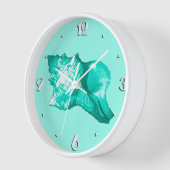 Horloge Croquis en coquille de conc - turquoise, blanche e (Angle)