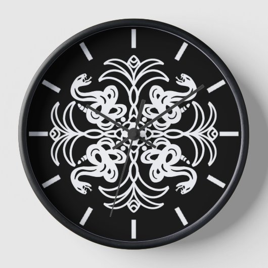 Horloge Crotale tribale noire et blanche Mandala (Recto)