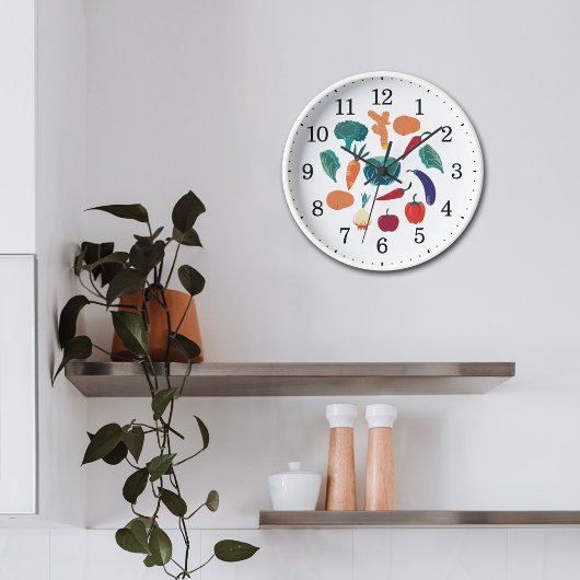 Horloge Cuisine Colorée Vegetables Wall