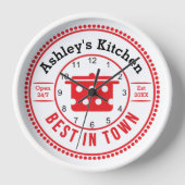 Horloge Cuisine en pot Cuite Red Retro Cuisine (Recto)