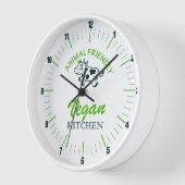 Horloge Cuisine végétale, Mur de vache, Animaux mignons (Angle)