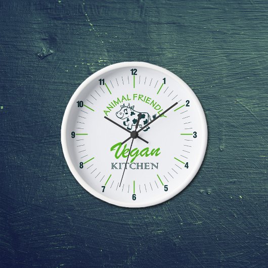 Horloge Cuisine végétale, Mur de vache, Animaux mignons