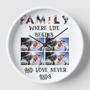 Horloge Custom Modern Family Love 10 Photo Collage